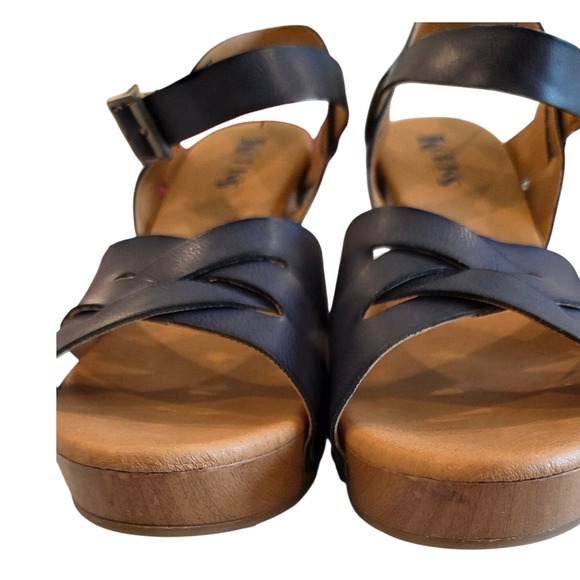 Korks Wedge Heel Sandals Women's Size 9M Blue Leather Ankle Strap - Picture 6 of 11